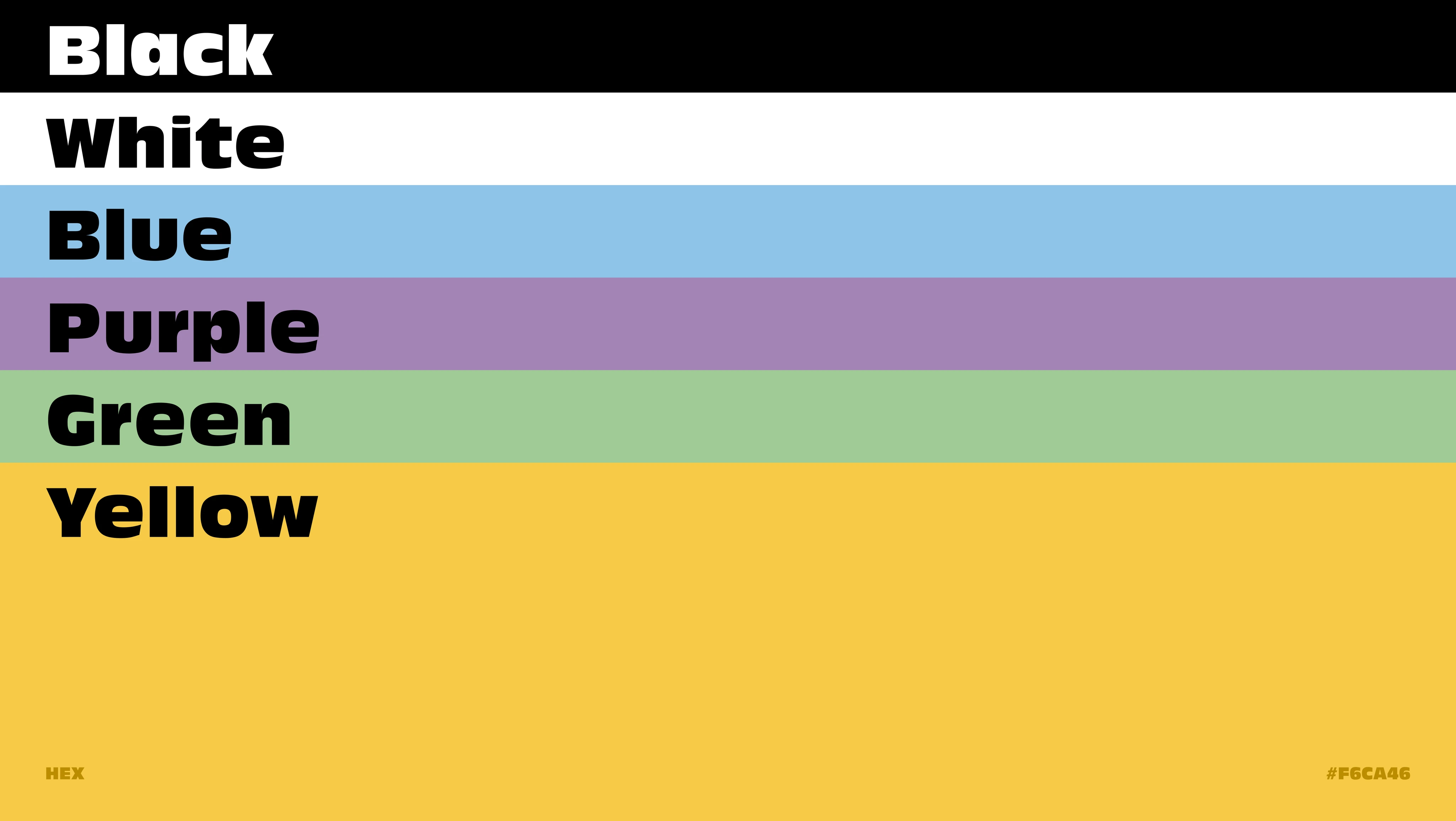 Chuffed color palette with black, white, blue, purple, green, and yellow